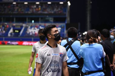 PATUMTHANI, THAILAND -31 Mayıs 2022: Picha Autra # 31 Tayland dostluk maçı sırasında Tayland ile Bahreyn arasındaki Bg Stadyumu, Tayland