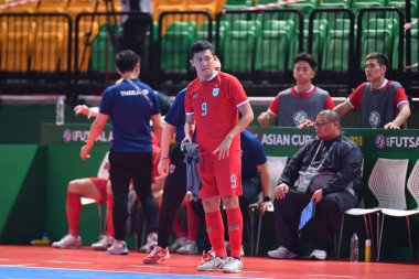 Bangkok, Tayland - 28 Nisan 2024: Suphawut Thueanklang # 9 Tayland Oyuncusu 2024 Asya Kupası sırasında Tayland 'ın Bangkok Arena kentinde