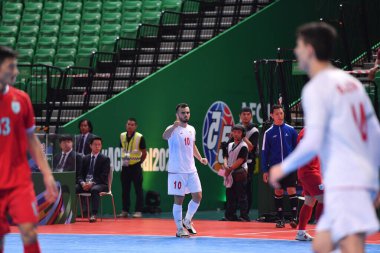 Bangkok, Tayland - 28 Nisan 2024: Salar Aghapour # 10 İran Oyuncusu 2024 Asya Kupası sırasında Bangkok Arena 'da İran' a karşı