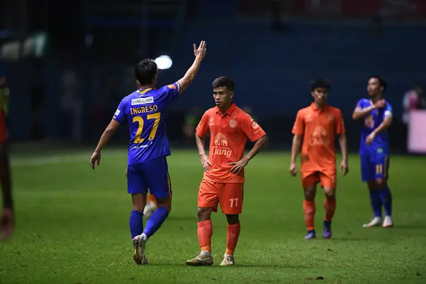 stock image THANYABURI, PATHUMTHANI, THAILAND - 6 NOVEMBER, 2023:Aung Thu #77 Player of buriram united in action during thaileague2021 between bgpu against buriram at leo stadium,thailand