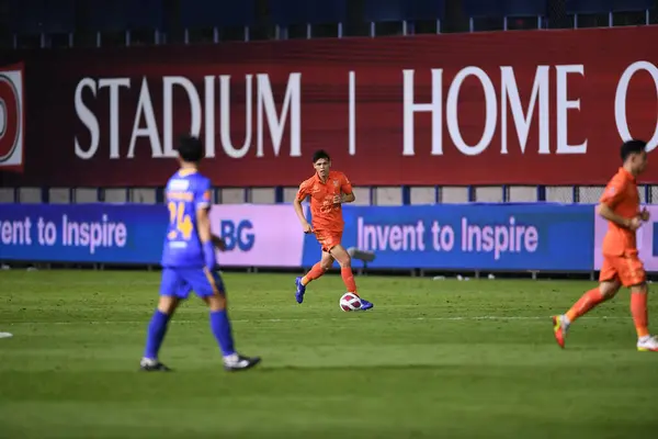 stock image THANYABURI, PATHUMTHANI, THAILAND - 6 NOVEMBER, 2021:Suppachai jaidet #9 Player of buriram united in action during thaileague2021 between bgpu against buriram at leo stadium,thailand