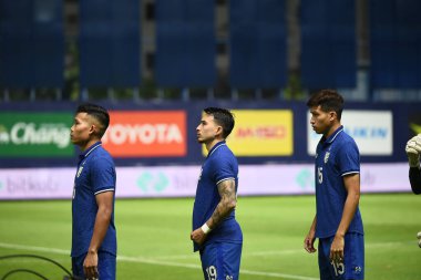 Pathumthani - Tayland, 31 Mayıs 2022: Tayland ile Tayland arasındaki dostluk maçı sırasında Bg Stadyumu, Tayland