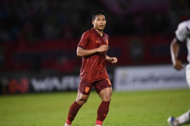 Chiangmai - Tayland, 25 Eylül 2022: Phitiwat Sookjitthammakul # 16 Tayland Kupası sırasında Tayland ile Malezya arasında 700 yıllık stadyum, Tayland