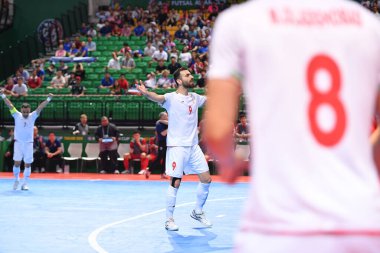 Bangkok, Tayland - 28 Nisan 2024: Saeid Ahmad Abbasi # 9 İran Oyuncusu İran ile Tayland arasında Bangkok Arena 'da oynanan 2024 Asya Kupası sırasında