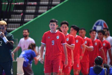 Bangkok, Tayland - 28 Nisan 2024: Suphawut Thueanklang # 9 Tayland Oyuncusu 2024 Asya Kupası sırasında Tayland 'ın Bangkok Arena kentinde