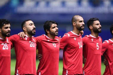 Pathumthani - Tayland, 31 Mayıs 2022: Abbas Ayyad # 6 Barrain oyuncusu Tayland ile Bahreyn arasındaki dostluk maçı sırasında bg stadı, Tayland
