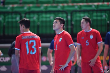 Bangkok, Tayland - 28 Nisan 2024: Suphawut Thueanklang # 9 Tayland Oyuncusu 2024 Asya Kupası sırasında Tayland 'ın Bangkok Arena kentinde