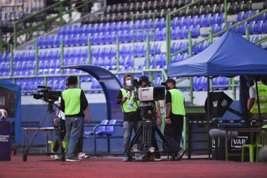 Bangplee-Samutprakan-10NOV2021: Samutprakan şehri ile Tayland 'daki samutprakan Stadyumu' nda birleşen Muangthong maçı sırasında takım yayını