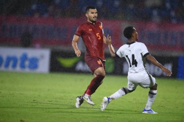 Chiangmai - Tayland, 25 Eylül 2022: Kritsada Kaman # 5 Tayland Kupası 'nda Tayland' ın 700 yıllık stadyumu, Tayland