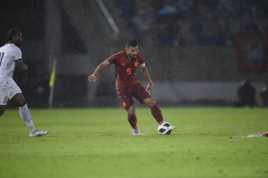 Chiangmai - Tayland, 25 Eylül 2022: Kritsada Kaman # 5 Tayland Kupası 'nda Tayland' ın 700 yıllık stadyumu, Tayland