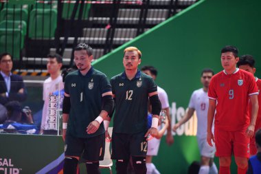 Bangkok, Tayland - 28 Nisan 2024: Katawut Hankampa # 12 Tayland Oyuncusu 2024 Asya Kupası sırasında Tayland 'ın Bangkok Arena kentinde