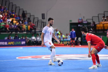 Bangkok, Tayland - 28 Nisan 2024: İran ile Bangkok Arena arasında oynanan 2024 Asya Kupası sırasında Müslüman Oladghobad # 8 İran Oyuncusu