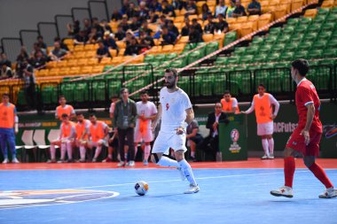 Bangkok, Tayland - 28 Nisan 2024: Saeid Ahmad Abbasi # 9 İran Oyuncusu İran ile Tayland arasında Bangkok Arena 'da oynanan 2024 Asya Kupası sırasında