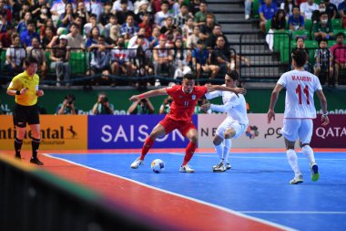 Bangkok, Tayland - 28 Nisan 2024: Muhammed Osamanmusa # 11 Tayland Oyuncusu 2024 'te Tayland' ın Bangkok Arena kentinde İran ile karşı karşıya geldi.