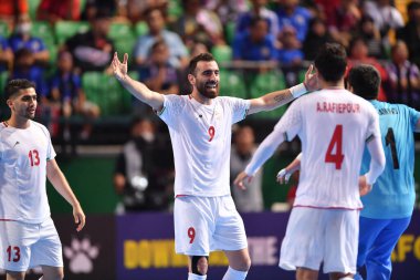 Bangkok, Tayland - 28 Nisan 2024: Saeid Ahmad Abbasi # 9 İran Oyuncusu İran ile Tayland arasında Bangkok Arena 'da oynanan 2024 Asya Kupası sırasında