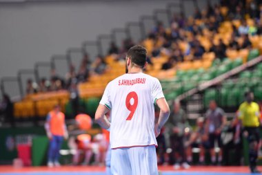 Bangkok, Tayland - 28 Nisan 2024: Saeid Ahmad Abbasi # 9 İran Oyuncusu İran ile Tayland arasında Bangkok Arena 'da oynanan 2024 Asya Kupası sırasında