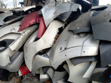 Bir grup plastik fiber tamponun bir sürü farklı boyutlarda yığının önünde yakın plan görüntüsü