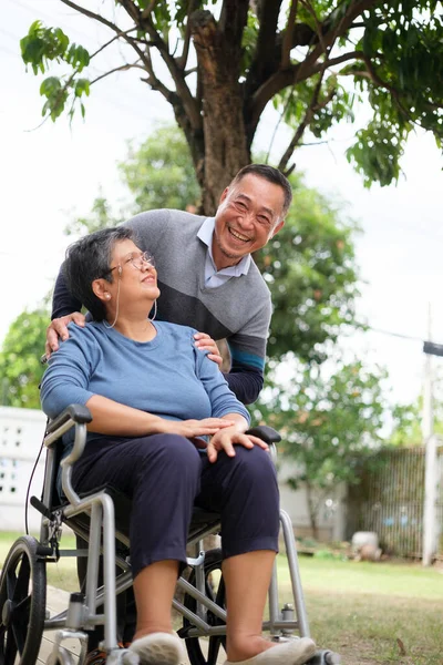 stock image Doctor examination and giving hope with elderly patient at home.