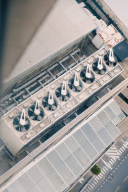 Air conditioning installed on the roof of  buildings.working in the offdice