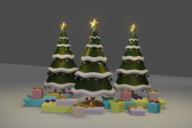 Hediye kutusu 3D işlemeli ve kutucuklu Noel ağacı