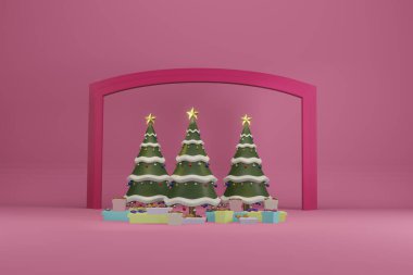 Hediye kutusu 3D işlemeli ve kutucuklu Noel ağacı