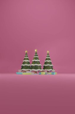 Hediye kutusu 3D işlemeli ve kutucuklu Noel ağacı