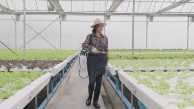 Hidrofonik çiftlikte çalışan genç Asyalı çiftçi