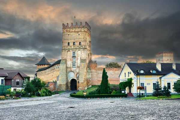 stock image Medieval castle in the city of Lutsk (Ukraine) during a thunderstorm.