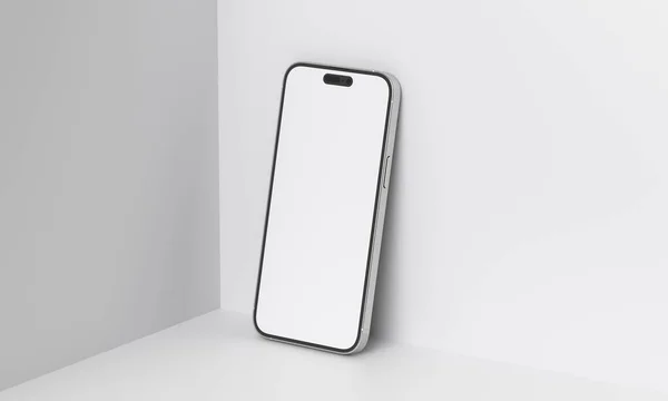 Mão Ilustração Renderização Segurando Smartphone Branco Com Tela Cheia Moderno — Fotografia de Stock