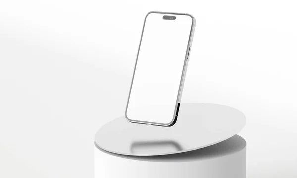 İzometrik dikdörtgenlerin boş boşluklu üç boyutlu bir uzayda telefon simülasyonu çizimi. Uygulamalar için rock yapmak için farklı bakış açıları ve görüşler