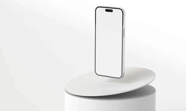 İzometrik dikdörtgenlerin boş boşluklu üç boyutlu bir uzayda telefon simülasyonu çizimi. Uygulamalar için rock yapmak için farklı bakış açıları ve görüşler