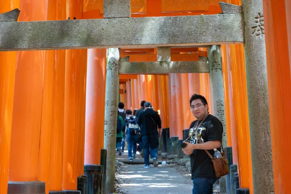 Bin Torii Kapısı Tapınağı Fushimi Inari Tapınağı Binlerce Vermilion Torii — Stok fotoğraf