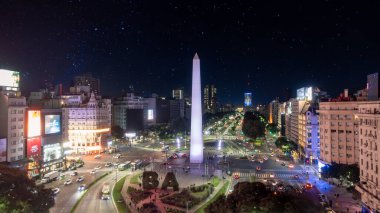 Buenos-Aires city Night high difinition drone view skyline starry sky clipart