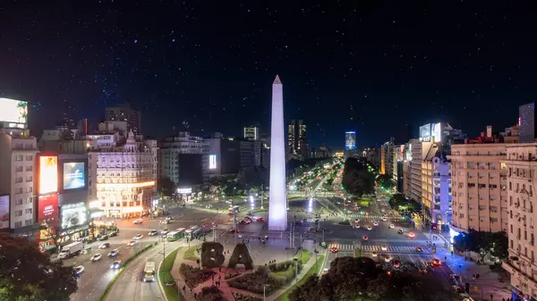 Buenos Aires City Night High Difinition Drone View Skyline Starry 图库照片