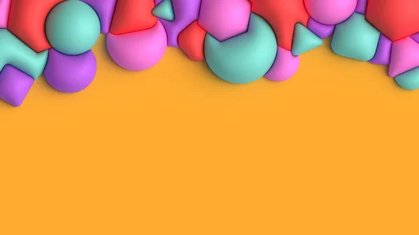 3D background with basic shapes and candy colors