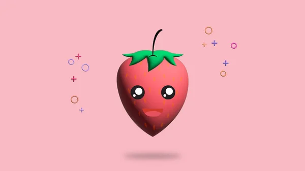 cute strawberry fruit with 3D view. Very suitable for health, make you more enthusiastic to stay healthy by eating fruit.