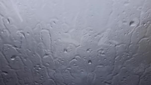 Pluie Frappant Fenêtre Voiture Sur Fond Nature Floue — Video
