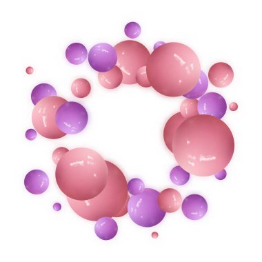 Pink and purple realistic 3d balls with shadow. Design element.