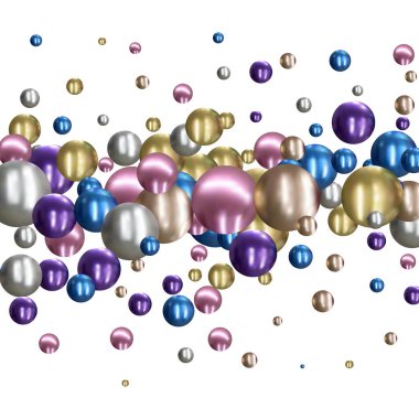 Elegant 3D Pearls. Pearl Beads. Treasure realistic design.