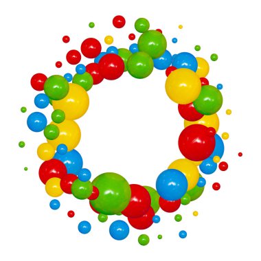 Abstract vector design element. Round photo frame made of colored balloons.