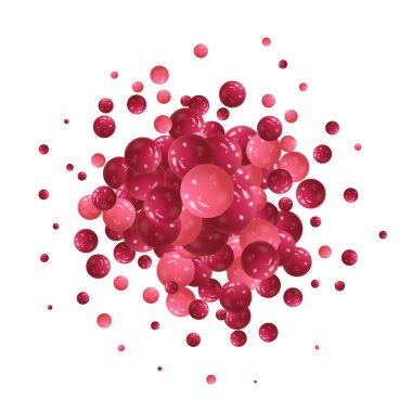 Red realistic 3d balls with shadow. Design element.