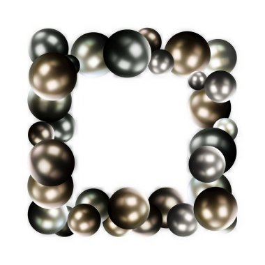 Background with render 3d black balls. Round Sphere of geometric objects, pearl made of metal and plastic. Template with social media story, social networks. vector illustration