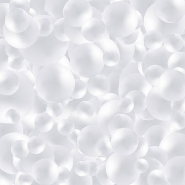 Lots of soft white balls. Pile of white balloons for children on the playground. Realistic vector background