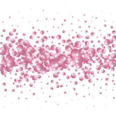 Background with color balls, blur effect. 3d round spheres. Geometric design elements circle ball pattern. Flying shapes in empty space. Design for poster, banner, placard. vector illustration