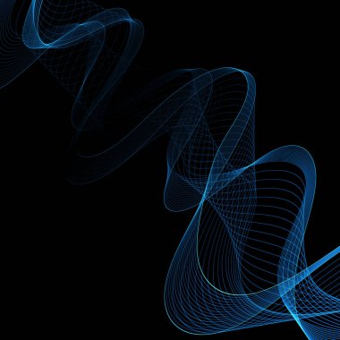 Neon mavi dalga. Parlak arka plan. Soyut grafikler