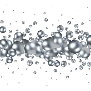 Silver glossy balls with shadow. Pearls. Abstract graphic background.