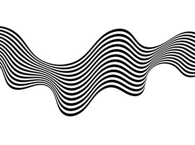 Soyut çizgiler siyah beyaz dalga arkaplan optik sanat. Vektör çizimi. Eps 10