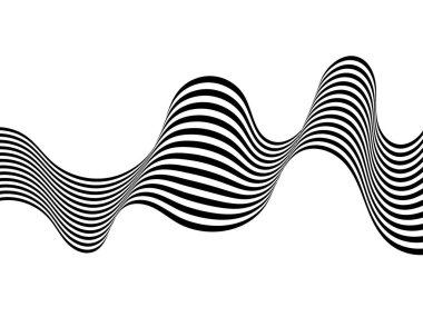 Soyut dalga arkaplanı, siyah ve beyaz dalgalı çizgiler veya çizgiler tasarımı.