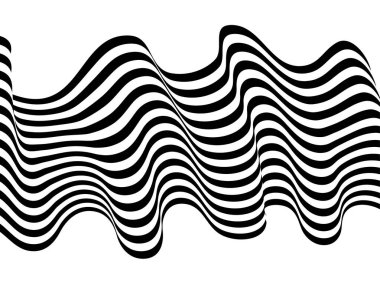 Soyut siyah ve beyaz eğri dalga çizgi deseni.