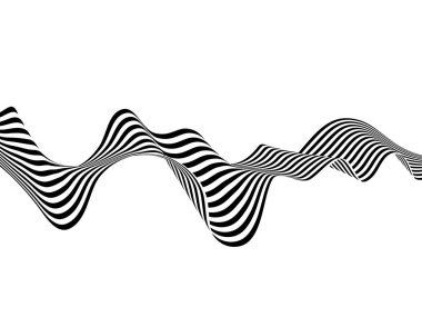 Soyut beyaz perspektif çizgileri üzerinde siyah ve beyaz üzerinde 3 boyutlu etkisi olan dalga çizgileri..